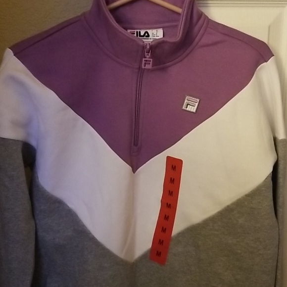 Fila Chevron Colorblock Purple Gray Pullover M - Picture 5 of 6